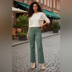J. Crew Womens Green Tall Lizzie high-rise patch-pocket wide-leg pant